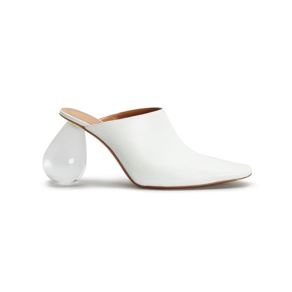 Loewe White Mules with Sculptural Heel